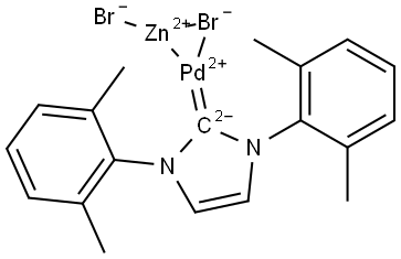 Palladium,[1,3-bis(2,6-dimethylphenyl)-1,3-dihydro-2H-imidazol-2-ylidene]-μ-bromo(bromozinc)-, (Pd-Zn) (ACI) Structure