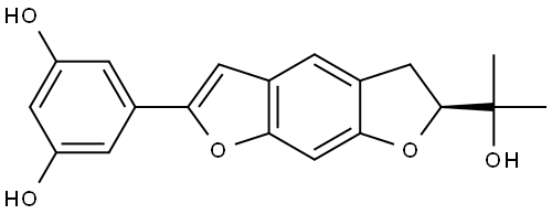 1,3-Benzenediol, 5-[(6S)-5,6-dihydro-6-(1-hydroxy-1-methylethyl)benzo[1,2-b:5,4-b′]difuran-2-yl]- Structure