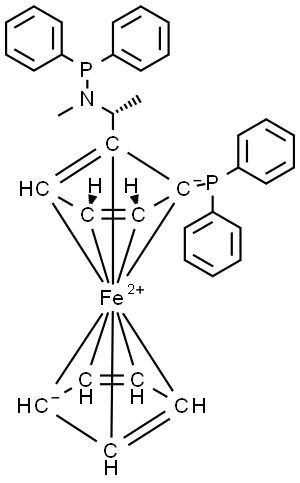 (S)-1-[(R)-2-Diphenylphosphinoferrocenyl](N-methyl)(N-diphenylphosphino)ethylamine Structure