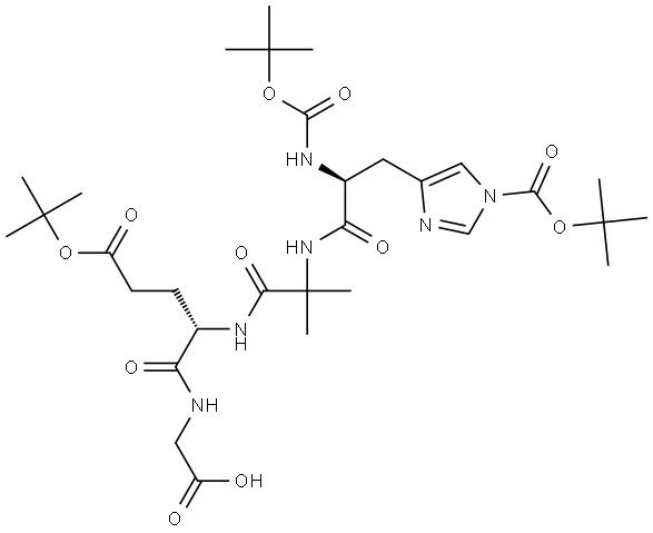 Boc-His(Boc)-Aib-Glu(OtBu)-Gly-OH Structure