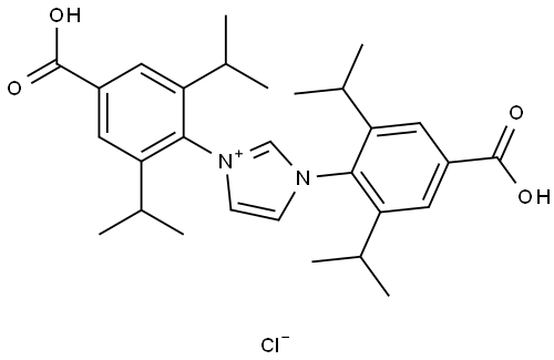 1H-Imidazolium, 1,3-bis[4-carboxy-2,6-bis(1-methylethyl)phenyl]-, chloride (1:1) Structure