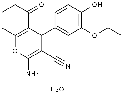 2-AMINO-4-(3-ETHOXY-4-HYDROXYPHENYL)-5-OXO-5,6,7,8-TETRAHYDRO-4H-CHROMENE-3-CARBONITRILE HYDRATE Structure