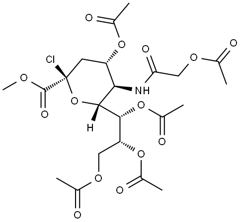 β-Neuraminic acid, N-[2-(acetyloxy)acetyl]-2-chloro-2-deoxy-, methyl ester, 4,7,8,9-tetraacetate Structure