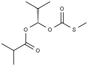 Propanoic acid, 2-methyl-, (1S)-2-methyl-1-[[(methylthio)carbonyl]oxy]propyl ester Structure