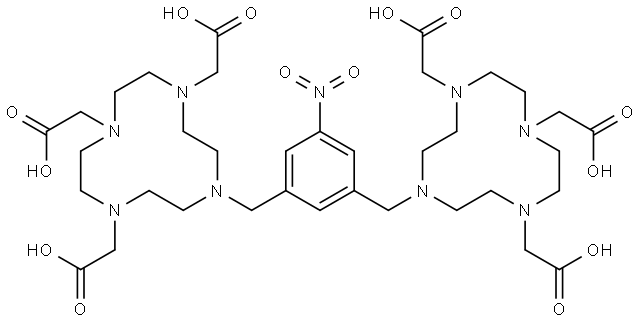 1,4,7,10-Tetraazacyclododecane-1,4,7-triacetic acid, 10,10'-[(5-nitro-1,3-phenylene)bis(methylene)]bis- Structure