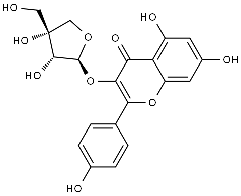 4H-1-Benzopyran-4-one, 3-(D-apio-β-D-furanosyloxy)-5,7-dihydroxy-2-(4-hydroxyphenyl)- Structure