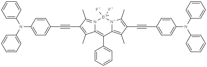 4-[2-[5-[[4-[2-[4-(Diphenylamino)phenyl]ethynyl]-3,5-dimethyl-2H-pyrrol-2-ylidene-κN]phenylmethyl]-2,4-dimethyl-1H-pyrrol-3-yl-κN]ethynyl]-N,N-diphenylbenzenaminato]difluoroboron Structure