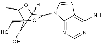 9H-Purin-6-amine, 9-[2,5-anhydro-6-deoxy-4-C-(hydroxymethyl)-α-L-mannofuranosyl]- Structure