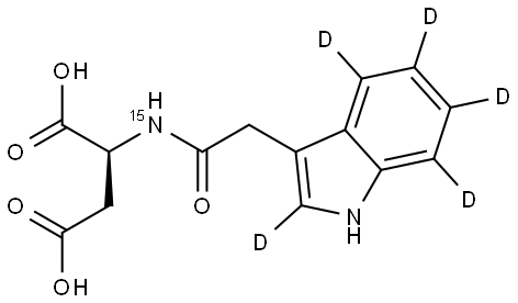 N-[2-(Indol-3-yl-2,4,5,6,7-d5)acetyl]-L-aspartic-15N Acid Structure