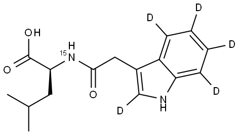 N-[2-(Indol-3-yl-2,4,5,6,7-d5)acetyl]-L-leucine-15N Structure