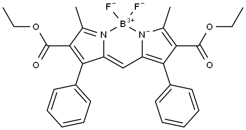 Boron, [ethyl 5-?[[4-?(ethoxycarbonyl)?-?5-?methyl-?3-?phenyl-?2H-?pyrrol-?2-?ylidene-?κN]?methyl]?-?2-?methyl-?4-?phenyl-?1H-?pyrrole-?3-?carboxylato-?κN1]?difluoro-?, (T-?4)?- Structure