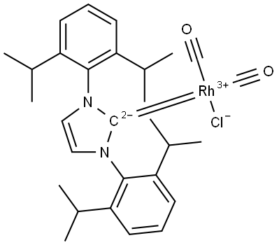 Rhodium,[1,3-bis[2,6-bis(1-methylethyl)phenyl]-1,3-dihydro-2H-imidazol-2-ylidene]dicarbonylchloro-, (SP-4-2)- (ACI) Structure