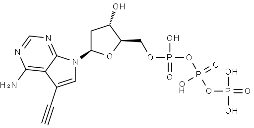 7-[2-Deoxy-5-O[hydroxy[[hydroxy(phosphonooxy)phosphinyl]oxy]phosphinyl]-β-Derythro-pentofuranosyl]-5-ethynyl-7H-pyrrolo[2,3-d]pyrimidin-4-amine Structure