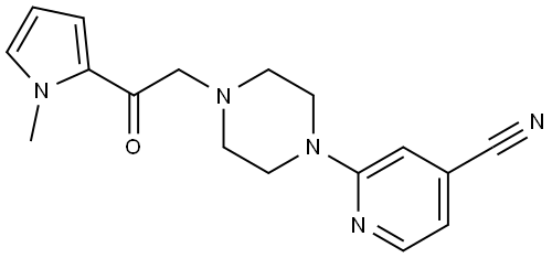 4-Pyridinecarbonitrile, 2-[4-[2-(1-methyl-1H-pyrrol-2-yl)-2-oxoethyl]-1-piperazinyl]- Structure