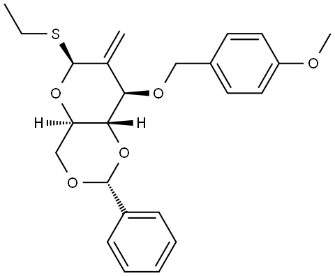 ETHYL 4,6-O-BENZYLIDENE-2-DEOXY-3-O-(4-METHOXYBENZYL)-2-METHYLENE-1-THIO-BETA-D-ARABINO-HEXOPYRANOSIDE Structure