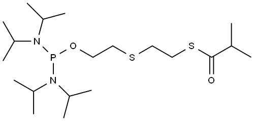 S-(2-((2-((bis(diisopropylamino)phosphino)oxy)ethyl)thio)ethyl) 2-methylpropanethioate Structure