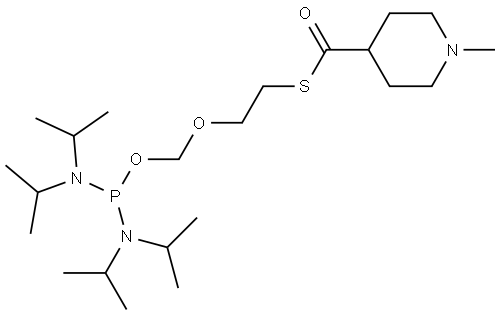 S-(2-(((bis(diisopropylamino)phosphino)oxy)methoxy)ethyl) 1-methylpiperidine-4-carbothioate Structure