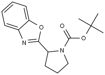 1-Pyrrolidinecarboxylic acid, 2-(2-benzoxazolyl)-, 1,1-dimethylethyl ester Structure