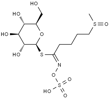 β-D-Glucopyranose, 1-thio-, 1-[(1Z)-5-(methylsulfinyl)-N-(sulfooxy)pentanimidate] Structure