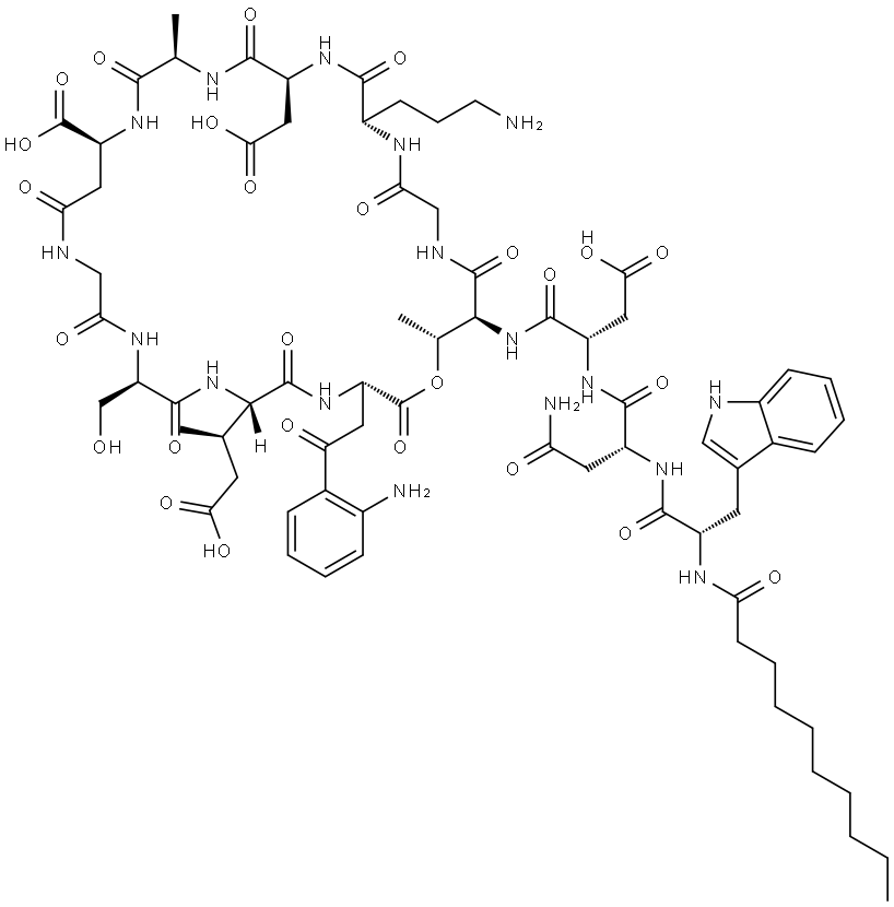 9-L-β-Aspartic acid-daptoMycin Structure