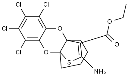 Ethyl 12-amino-6,7,8,9-tetrachloro-1,2,3,4-tetrahydro-4a,10a-(epithioetheno)oxanthrene-11-carboxylate Structure