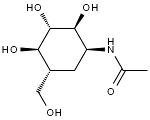 chiro-Inositol, 1-(acetylamino)-1,5,6-trideoxy-5-(hydroxymethyl)- (9CI) Structure