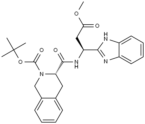 tert-butyl (S)-3-(((S)-1-(1H-benzo[d]imidazol-2-yl)-3-methoxy-3-oxopropyl)carbamoyl)-3,4-dihydroisoquinoline-2(1H)-carboxylate 구조식 이미지
