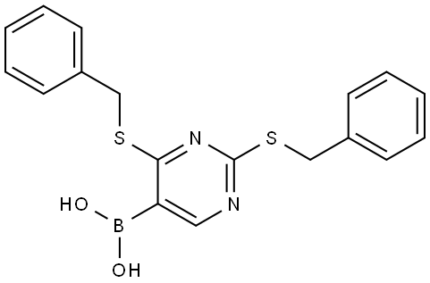 (2,4-bis(benzylthio)pyrimidin-5-yl)boronic acid Structure