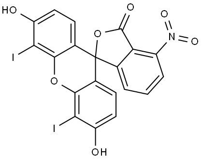 3',6'-dihydroxy-4',5'-diiodo-4-nitro-3H-spiro[isobenzofuran-1,9'-xanthen]-3-one Structure