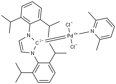 Palladium,[1,3-bis[2,6-bis(1-methylethyl)phenyl]-1,3-dihydro-2H-imidazol-2-ylidene]dichloro(2,6-dimethylpyridine)-, (SP-4-1)- (ACI) Structure