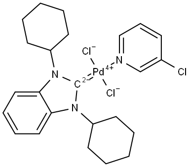 Palladium,dichloro(3-chloropyridine-κN)(1,3-dicyclohexyl-1,3-dihydro-2H-benzimidazol-2-ylidene)-, (SP-4-1)- (ACI) Structure