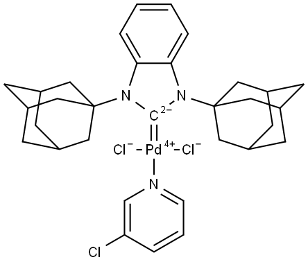 Palladium,dichloro(3-chloropyridine-κN)[1,3-dihydro-1,3-bis(tricyclo[3.3.1.13,7]dec-1-yl)-2H-benzimidazol-2-ylidene]-, (SP-4-1)- (ACI) Structure