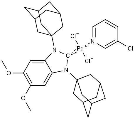 Palladium,dichloro(3-chloropyridine-κN)[1,3-dihydro-5,6-dimethoxy-1,3-bis(tricyclo[3.3.1.13,7]dec-1-yl)-2H-benzimidazol-2-ylidene]-, (SP-4-1)- (ACI) Structure