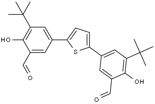 5,5'-(thiophene-2,5-diyl)bis(3-(tert-butyl)-2-hydroxybenzaldehyde) Structure