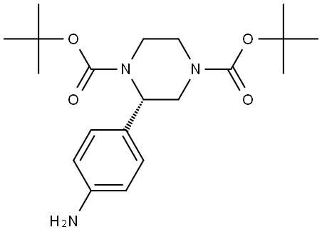 di-tert-butyl (S)-2-(4-aminophenyl)piperazine-1,4-dicarboxylate Structure