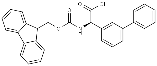 (R)-2-((((9H-fluoren-9-yl)methoxy)carbonyl)amino)-2-([1,1'-biphenyl]-3-yl)acetic acid Structure