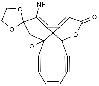 Spiro[1,3-dioxolane-2,7'(3'H)-[1,5][3]hexene[1,5]diyno[1H-2]benzopyran]-3'-one, 8'-amino-5',6'-dihydro-5'-hydroxy-, (1'R*,5'S*,11'Z)- (9CI) Structure