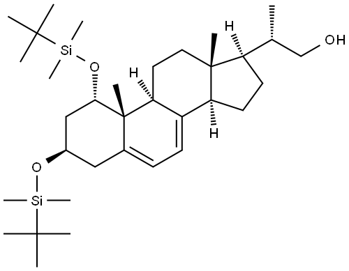 (20S)-20-methyl-1α,3β-bis(tert-butyldimethylsilyloxy)-5,7-pregnadien-21-ol Structure