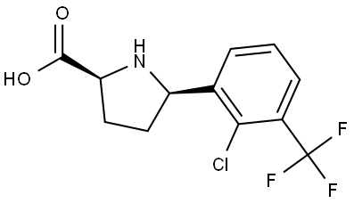 (2S,5R)-5-[2-chloro-3-(trifluoromethyl)phenyl]pyrrolidine-2-carboxylic acid Structure