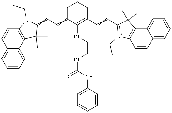 1H-Benz[e]indolium, 3-ethyl-2-[2-[3-[2-(3-ethyl-1,3-dihydro-1,1-dimethyl-2H-benz[e]indol-2-ylidene)ethylidene]-2-[[2-[[(phenylamino)thioxomethyl]amino]ethyl]amino]-1-cyclohexen-1-yl]ethenyl]-1,1-dimethyl- Structure