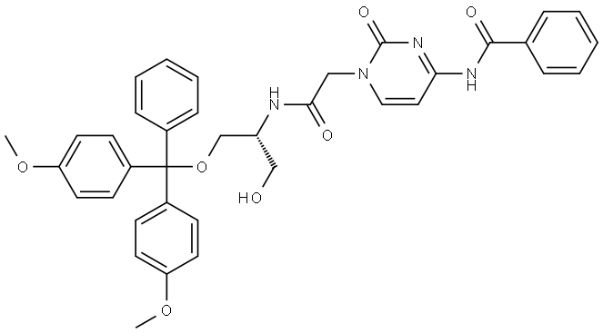 N-(1-({[(2R)-1-(bis(4-methoxyphenyl)(phenyl)methoxy)-3-hydroxypropan-2-yl]carbamoyl}methyl)-2-oxo-1,2-dihydropyrimidin-4-yl)benzamide Structure