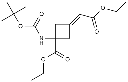 ethyl 1-<<(tert-butyloxy)carbonyl>amino>-3-(carbethoxymethylidene)cyclobutane-1-carboxylate Structure