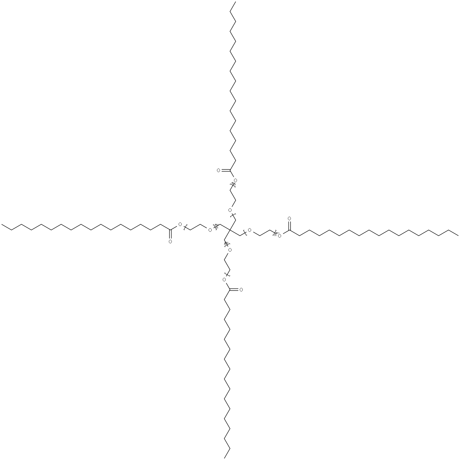 Poly(oxy-1,2-ethanediyl), .alpha.-hydro-.omega.-(1-oxooctadecyl)oxy-, ether with 2,2-bis(hydroxymethyl)-1,3-propanediol (4:1) Structure