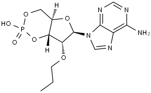 (4aR,6R,7R,7aR)-6-(6-Amino-purin-9-yl)-2-oxo-7-propoxy-tetrahydro-2λ5-furo[3,2-d][1,3,2]dioxaphosphinin-2-ol Structure