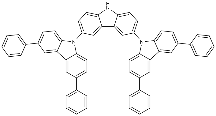 6-(3,6-diphenyl-9H-fluoren-9-yl)-3',6'-diphenyl-9H-3,9'-bicarbazole Structure