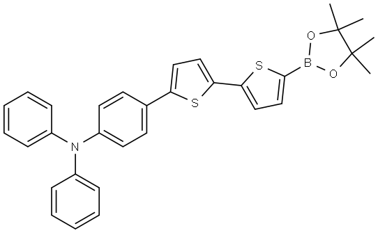 5-bis(N,N’-diphenylanilinyl)-5’-(4,4,5,5-tetramethyl-1,3,2-dioxaborolan-2-yl)-2,2’-bithiophene 구조식 이미지