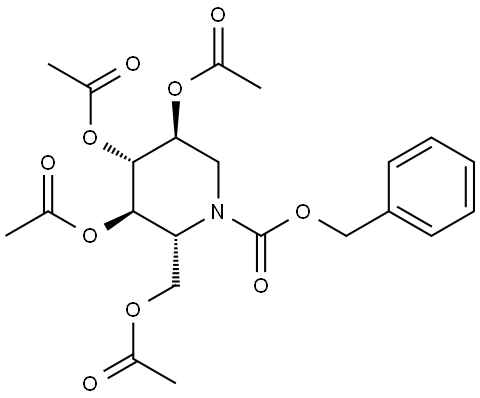 1-Piperidinecarboxylic acid, 3,4,5-tris(acetyloxy)-2-[(acetyloxy)methyl]-, phenylmethyl ester, (2R,3R,4R,5S)- Structure