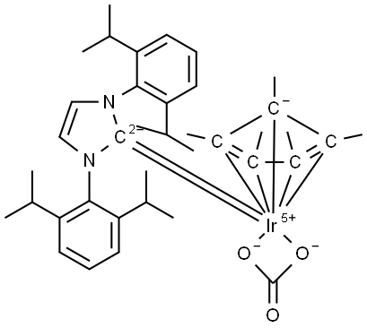 Iridium,[1,3-bis[2,6-bis(1-methylethyl)phenyl]-1,3-dihydro-2H-imidazol-2-ylidene][carbonato(2-)-κO,κO′][(1,2,3,4,5-η)-1,2,3,4,5-pentamethyl-2,4-cyclopentadien-1-yl]- (ACI) Structure