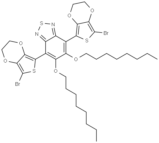 2,1,3-Benzothiadiazole, 4,7-bis(7-bromo-2,3-dihydrothieno[3,4-b]-1,4-dioxin-5-yl)-5,6-bis(octyloxy)- Structure