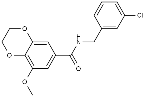 N-[(3-Chlorophenyl)methyl]-2,3-dihydro-8-methoxy-1,4-benzodioxin-6-carboxamide Structure